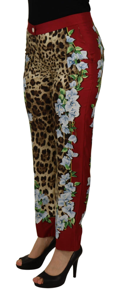 Multicolor Leopard Flora Printed Mid Waist Trouser Pants