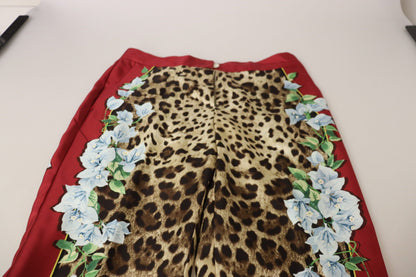 Multicolor Leopard Flora Printed Mid Waist Trouser Pants