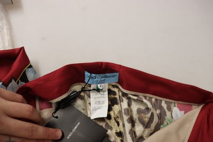 Multicolor Leopard Flora Printed Mid Waist Trouser Pants