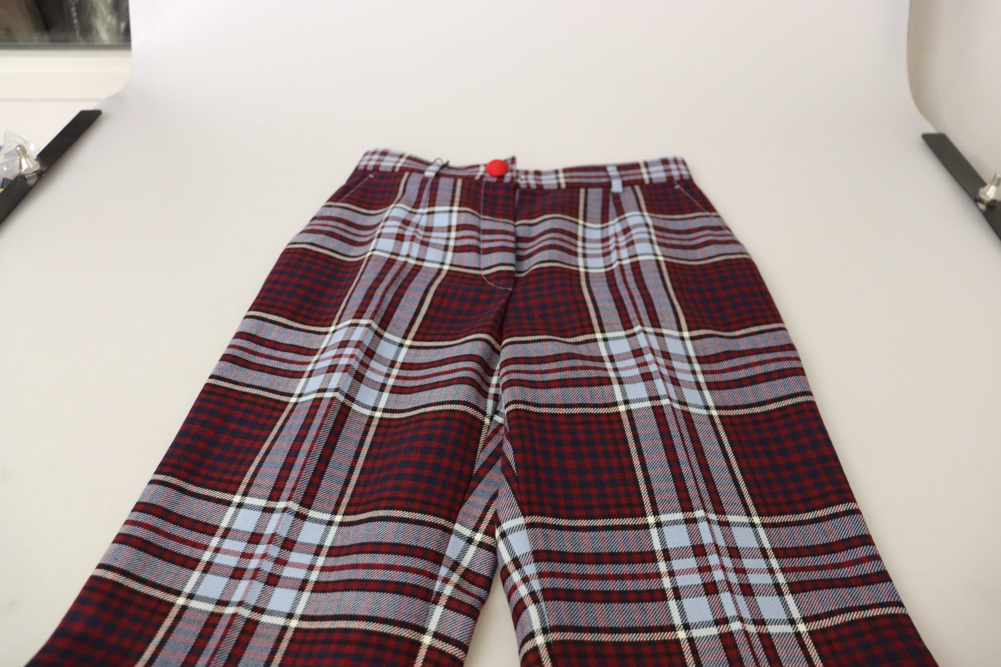 Gray Checked High Waist Cropped Trouser Pants