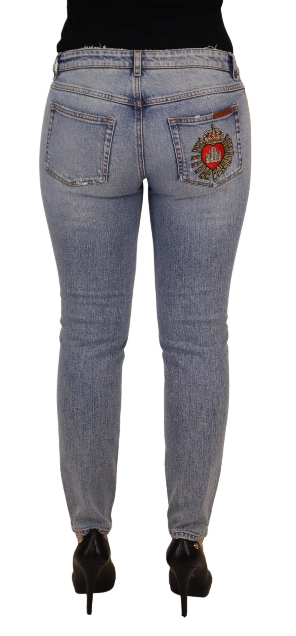 Blue Cotton Stretch Skinny Low Waist Denim Jeans