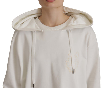White Hoodie Pullover Embroidered Sweater