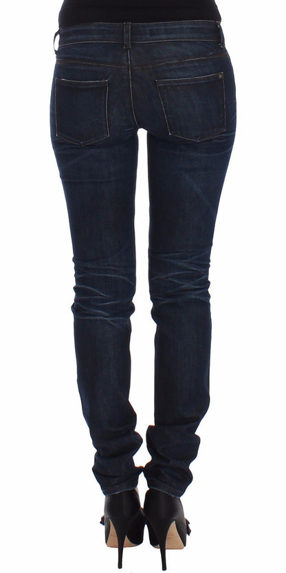 Blue Slim Jeans Denim Pants Skinny Leg Stretch