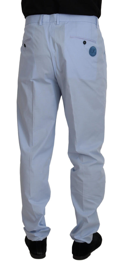 Blue Cotton Stretch Trousers Chinos Pants