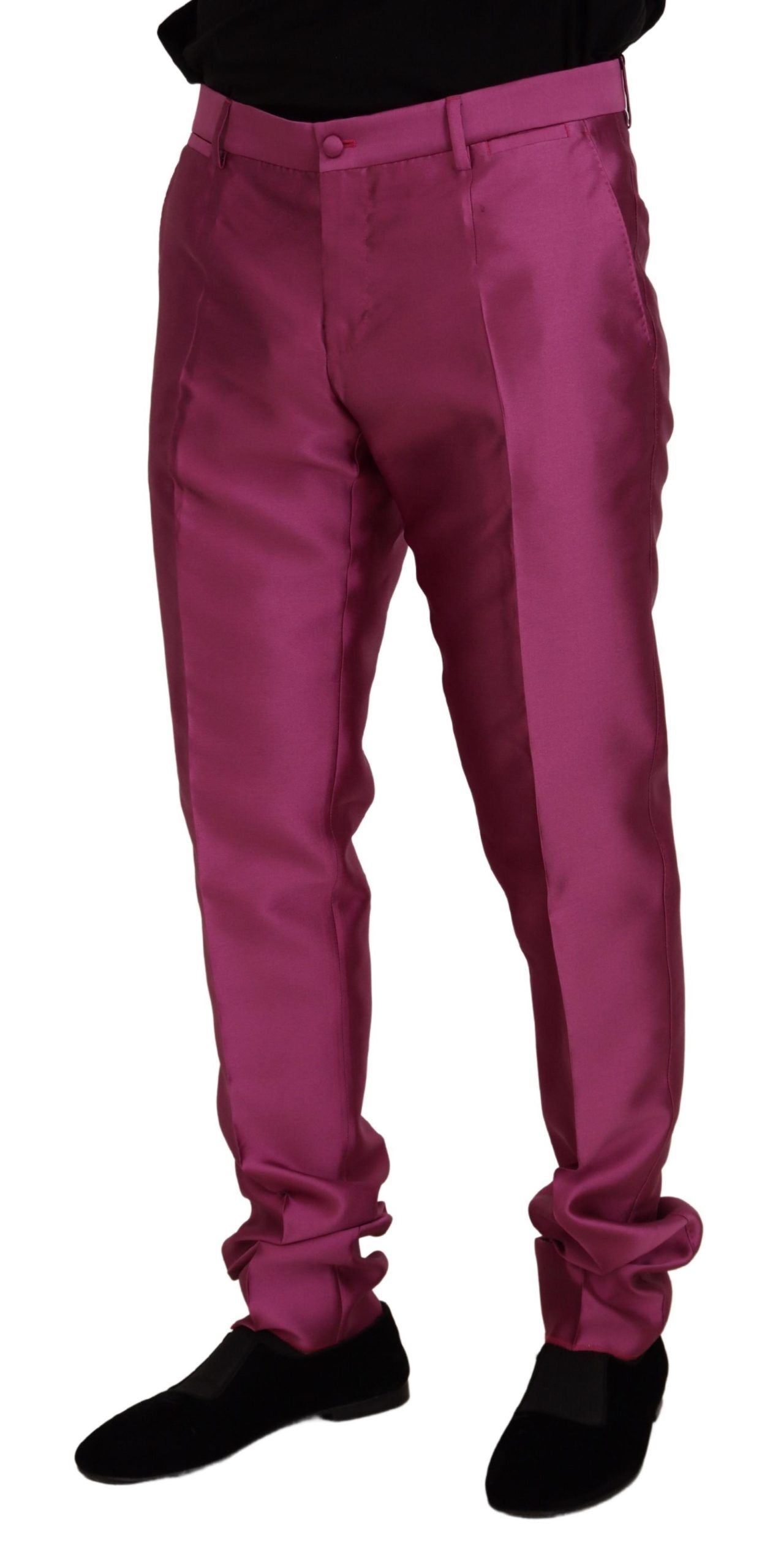 Pink Silk Slim Trousers Dress Formal Pants
