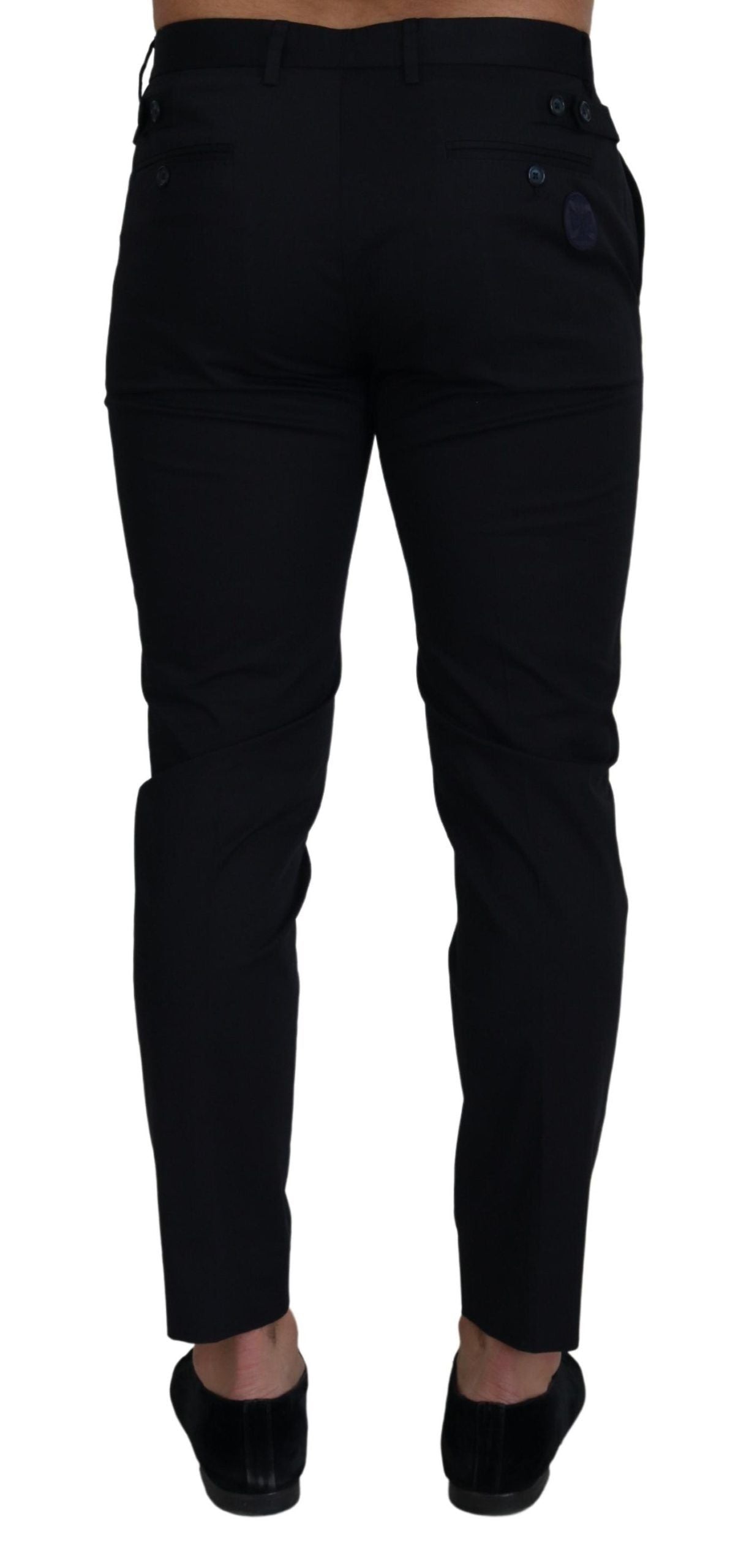 Blue Stretch Cotton Slim Trousers Chinos Pants
