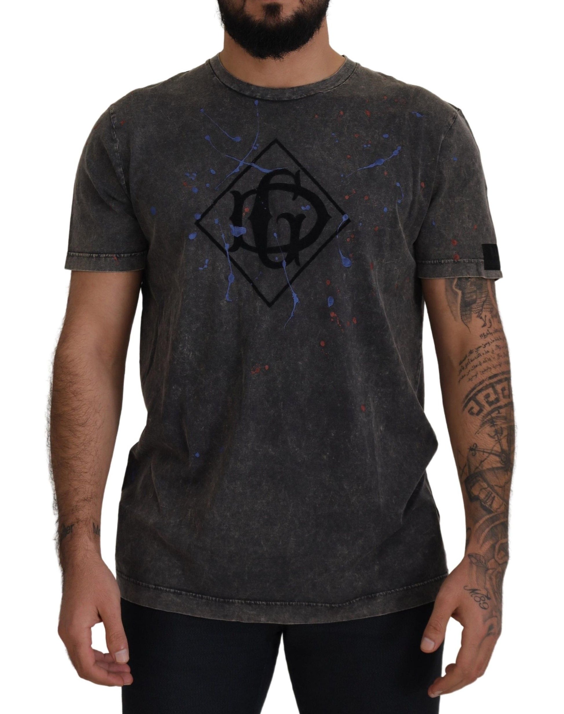 Gray Discolored Effect DG Logo T-shirt