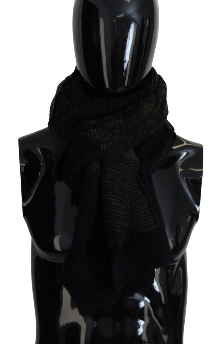 Black Green Knitted Men Neck Wrap Shawl Scarf