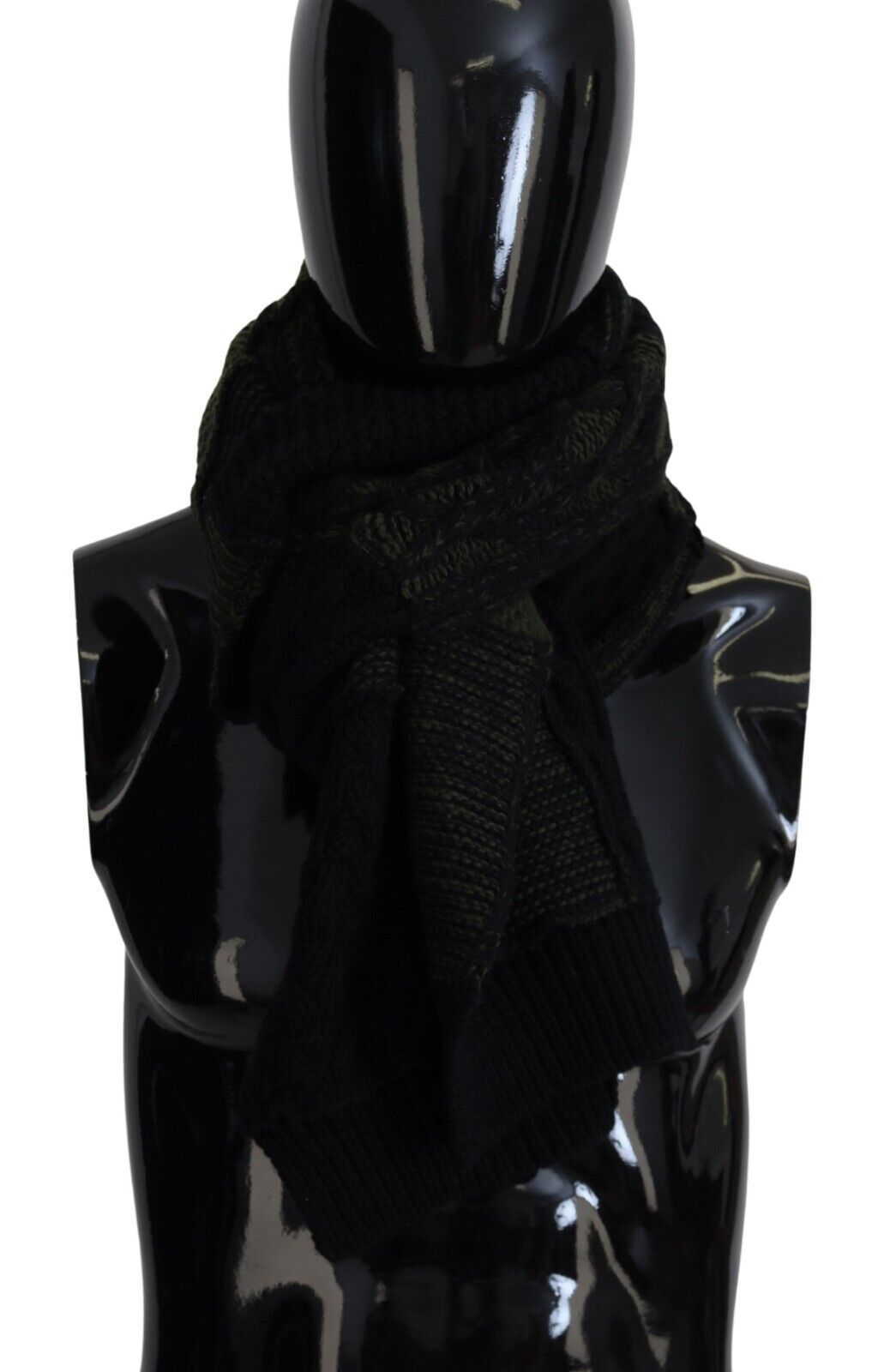 Black Green Knitted Men Neck Wrap Shawl Scarf