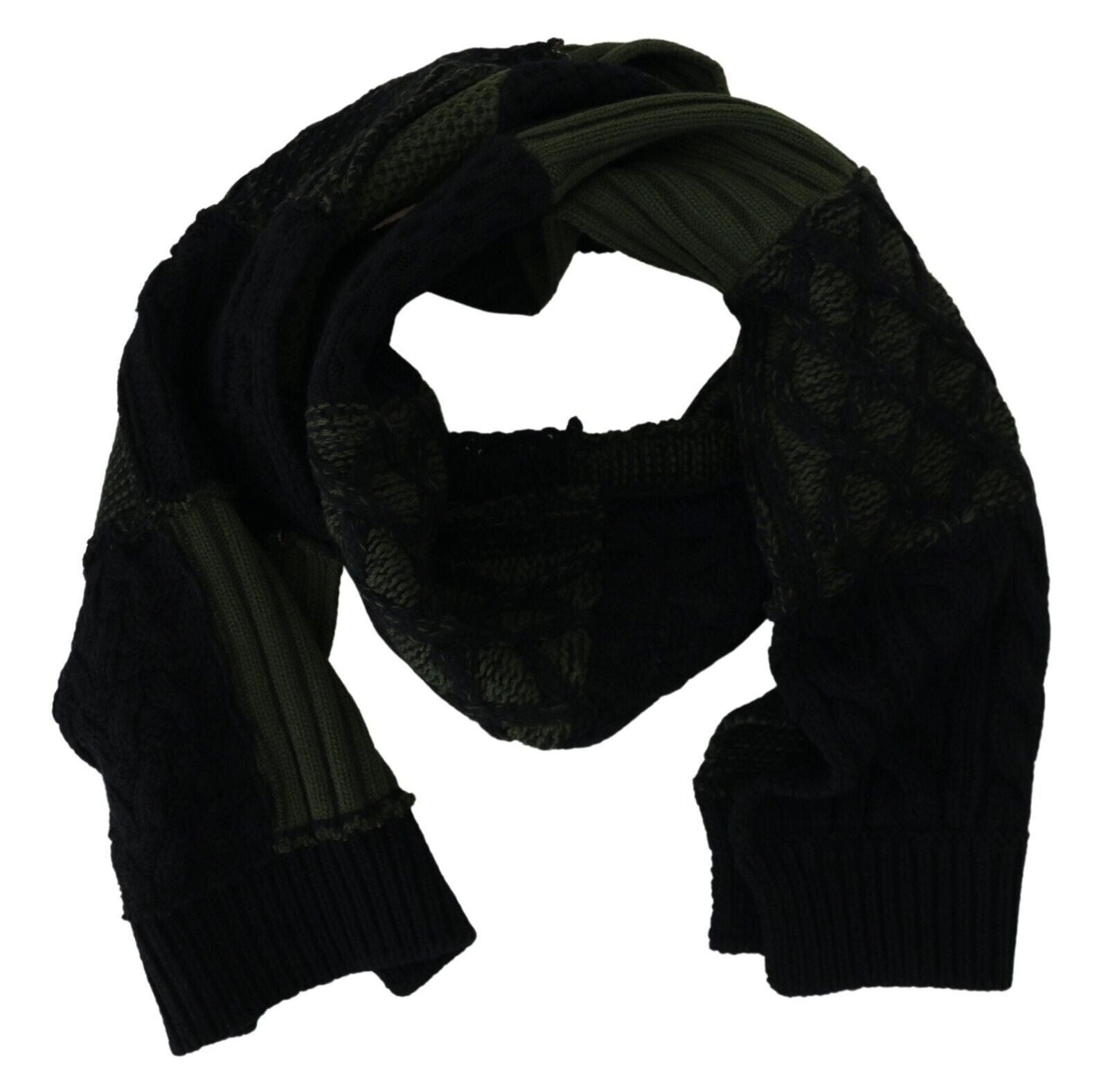 Black Green Knitted Men Neck Wrap Shawl Scarf