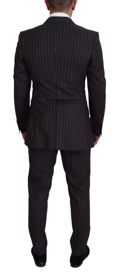 Black Striped Wool Formal 2 Piece Suit