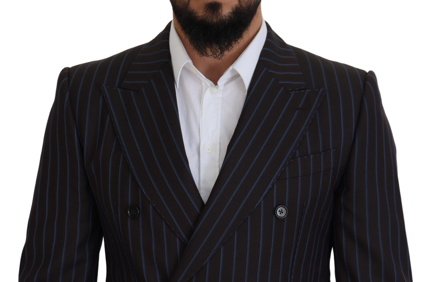 Black Striped Wool Formal 2 Piece Suit