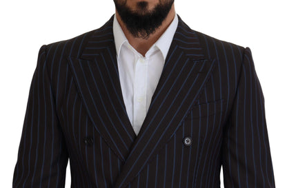 Black Striped Wool Formal 2 Piece Suit