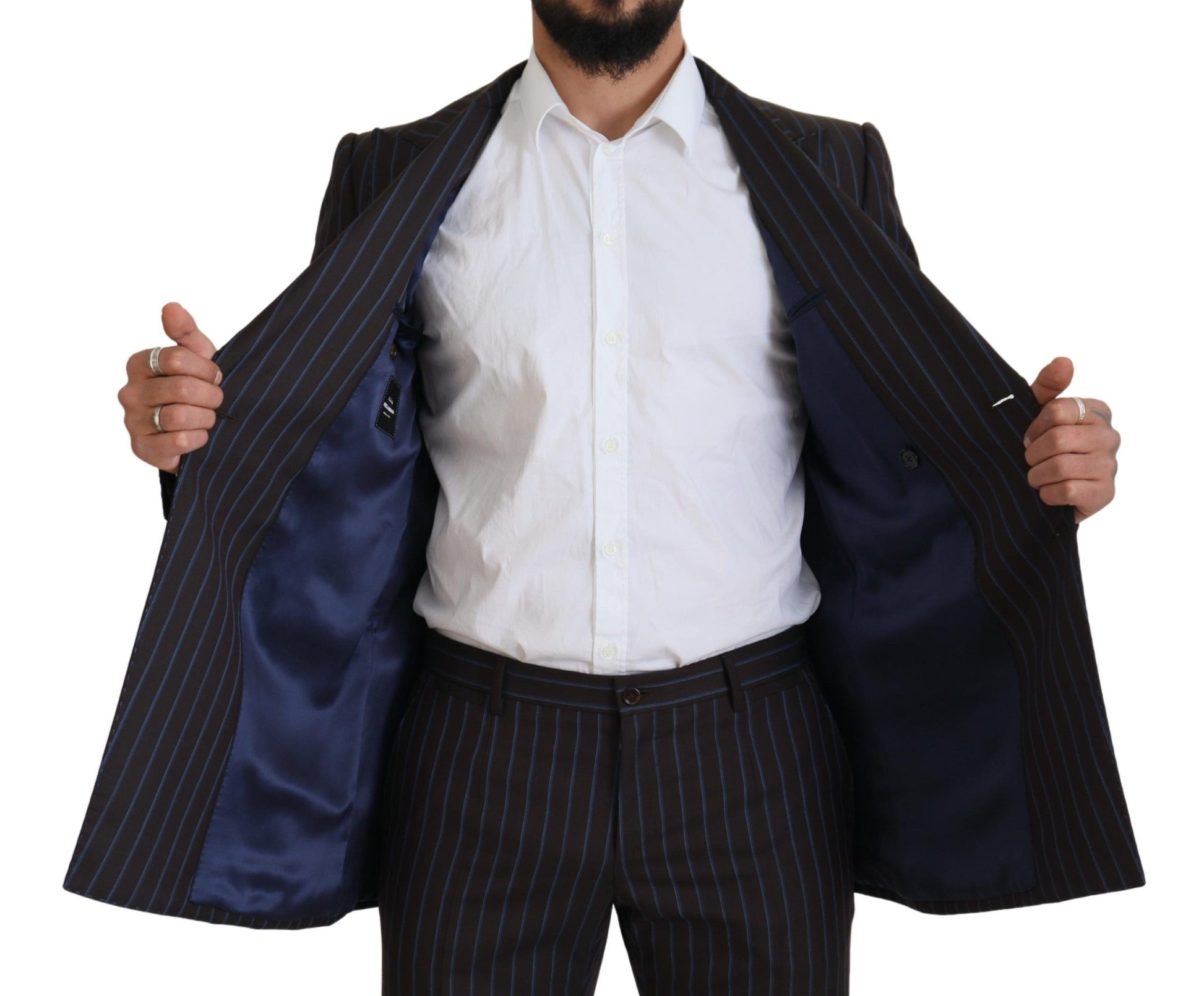 Black Striped Wool Formal 2 Piece Suit