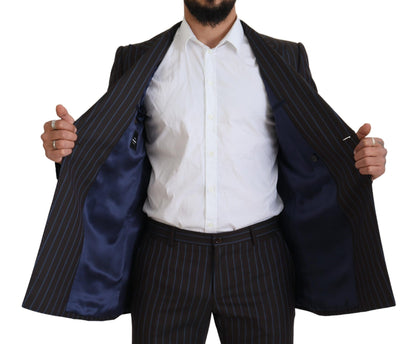 Black Striped Wool Formal 2 Piece Suit