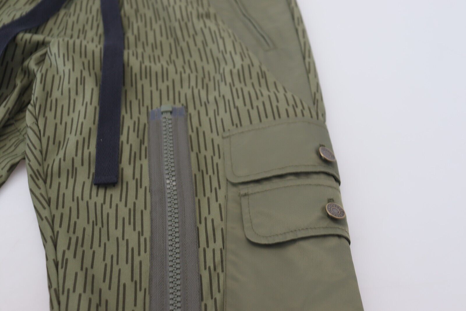 Green Striped Cargo Zipper Leg Men Trouser Pants