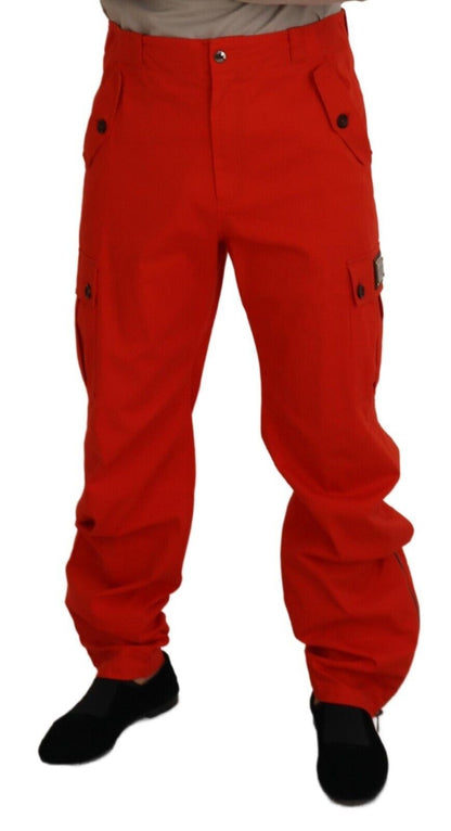 Red Cargo Men Trousers Cotton Pants