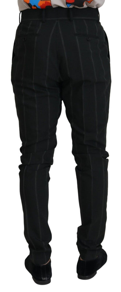 Black Striped Men Trousers Cotton Pants