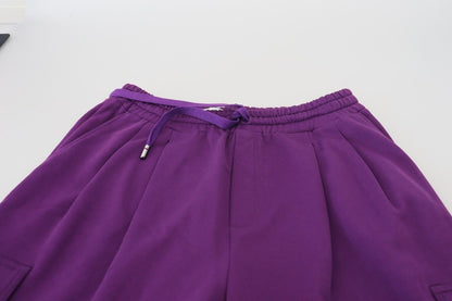 Purple Cotton Cargo Sweatpants Jogging Pants
