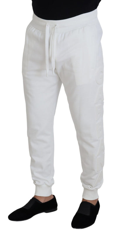White Sport Logo Cotton Sweatpants Trousers Pants