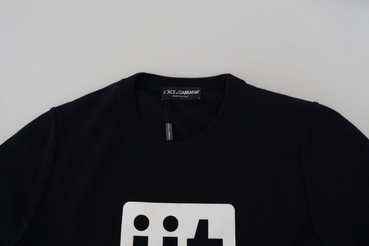 Blue Cashmere iit Print Pullover Sweater