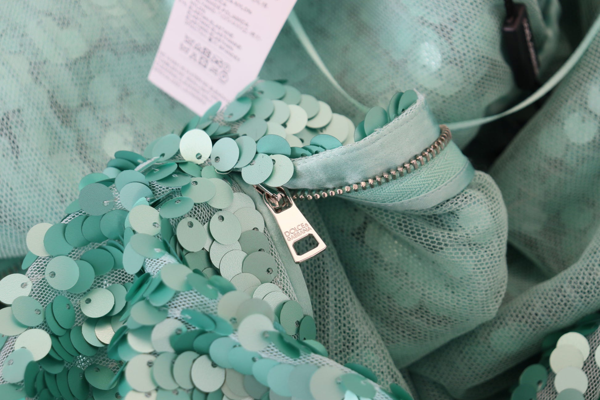 Blue Sequined Pleated Aline Midi Nylon Dress