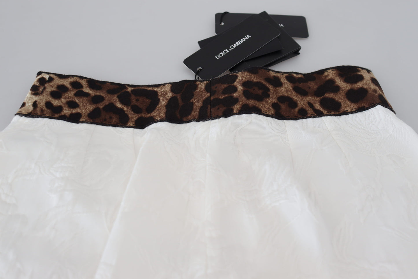 White Leopard Print High Waist Pants
