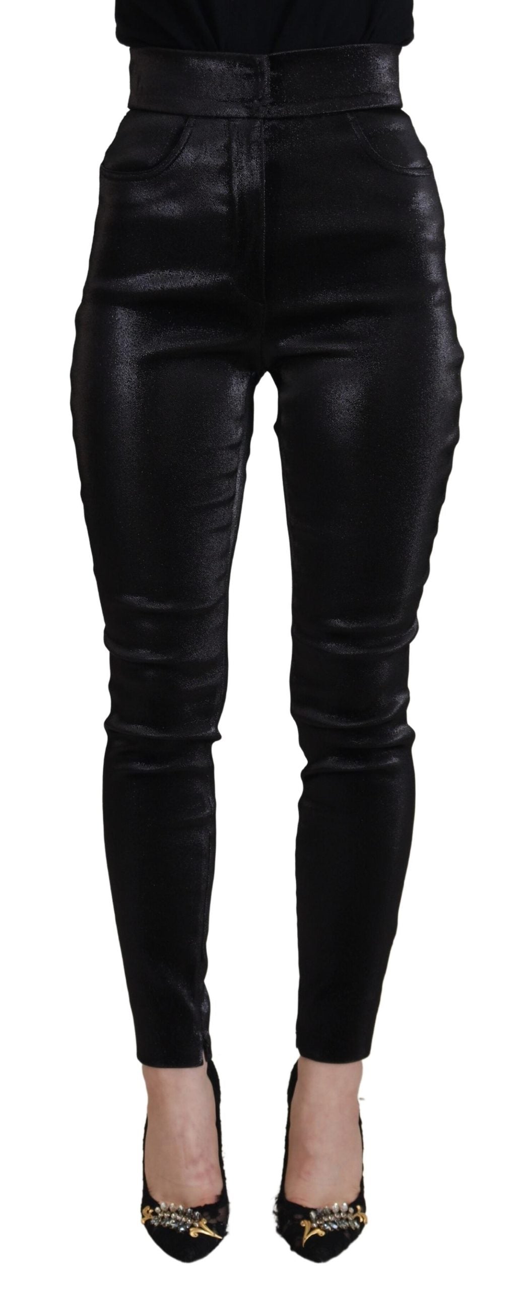 Black Washed Cotton Skinny Denim Jeans