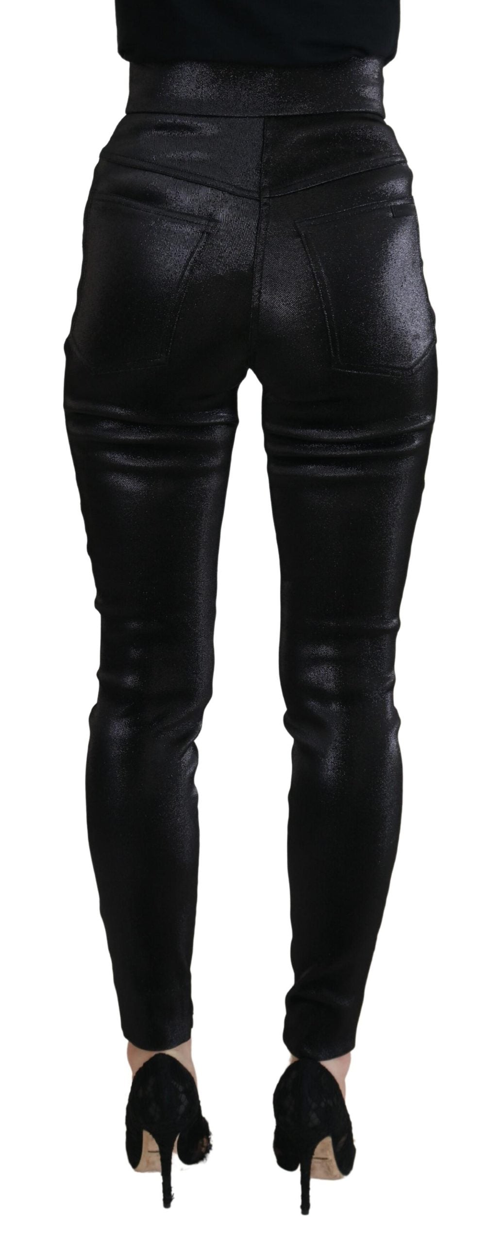 Black Washed Cotton Skinny Denim Jeans