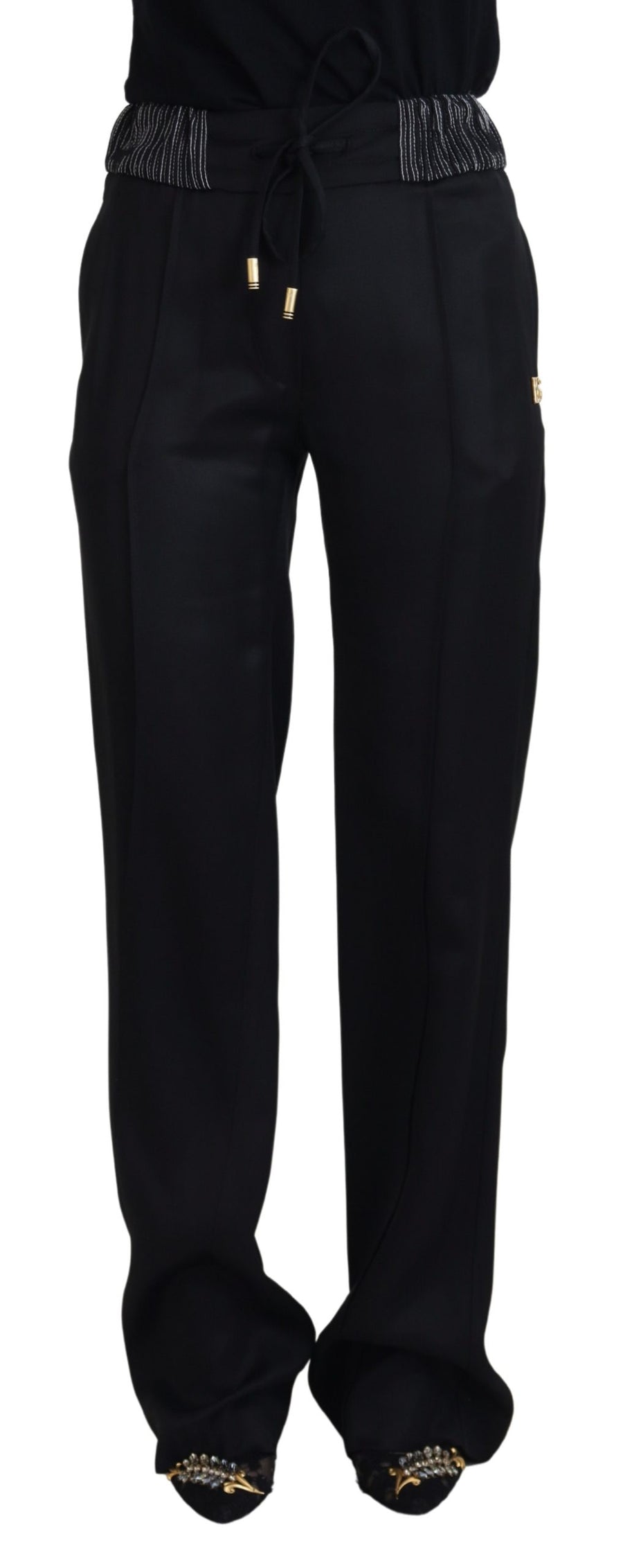 Black Straight Fit Cotton Pants