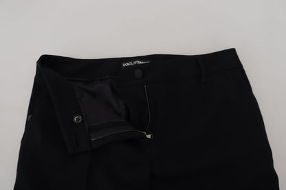 Black Tapered Women Wool Pants