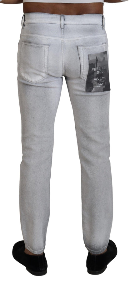 Gray Washed Skinny Men Denim Jeans