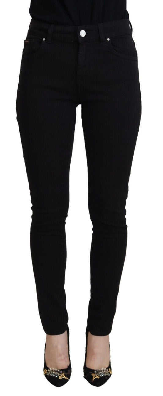 Black Cotton High Waist Casual Denim Jeans