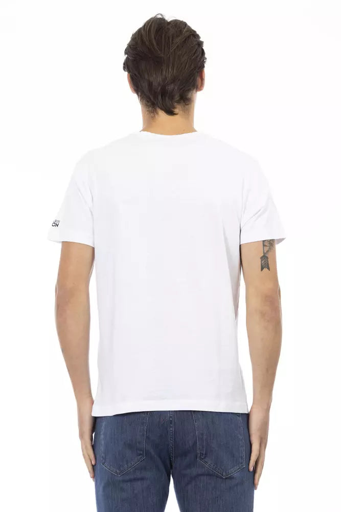White Cotton Men's V-Neck T-Shirt
