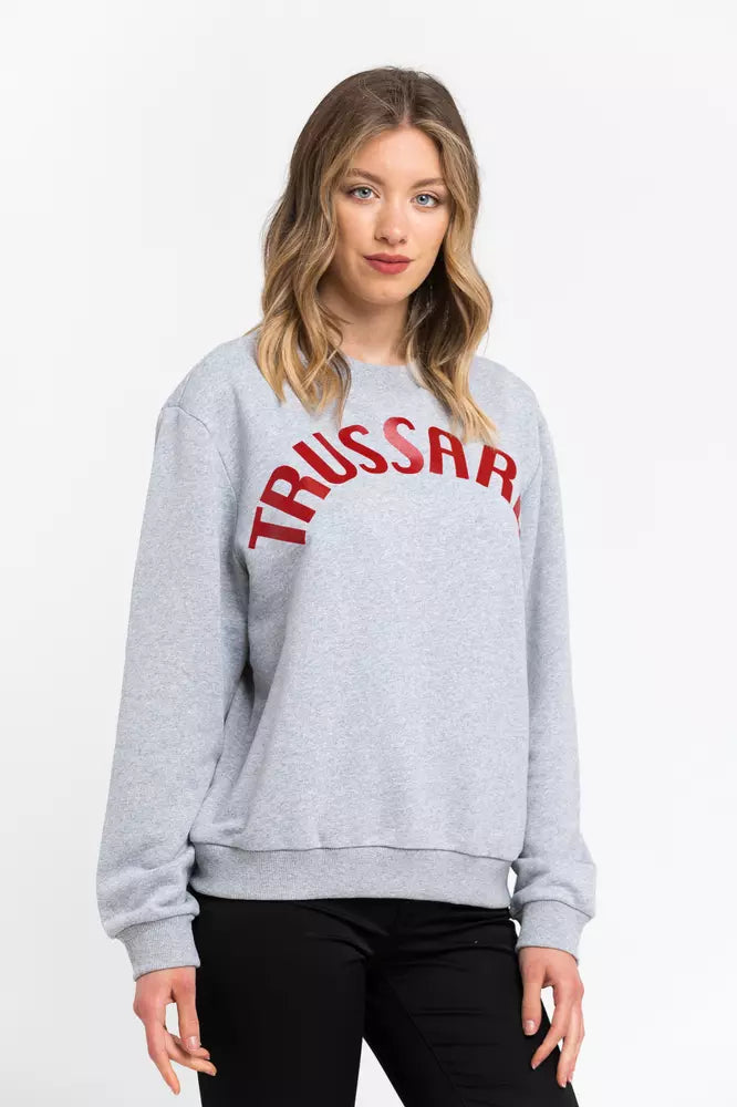 Gray Cotton Women Sweatshirt
