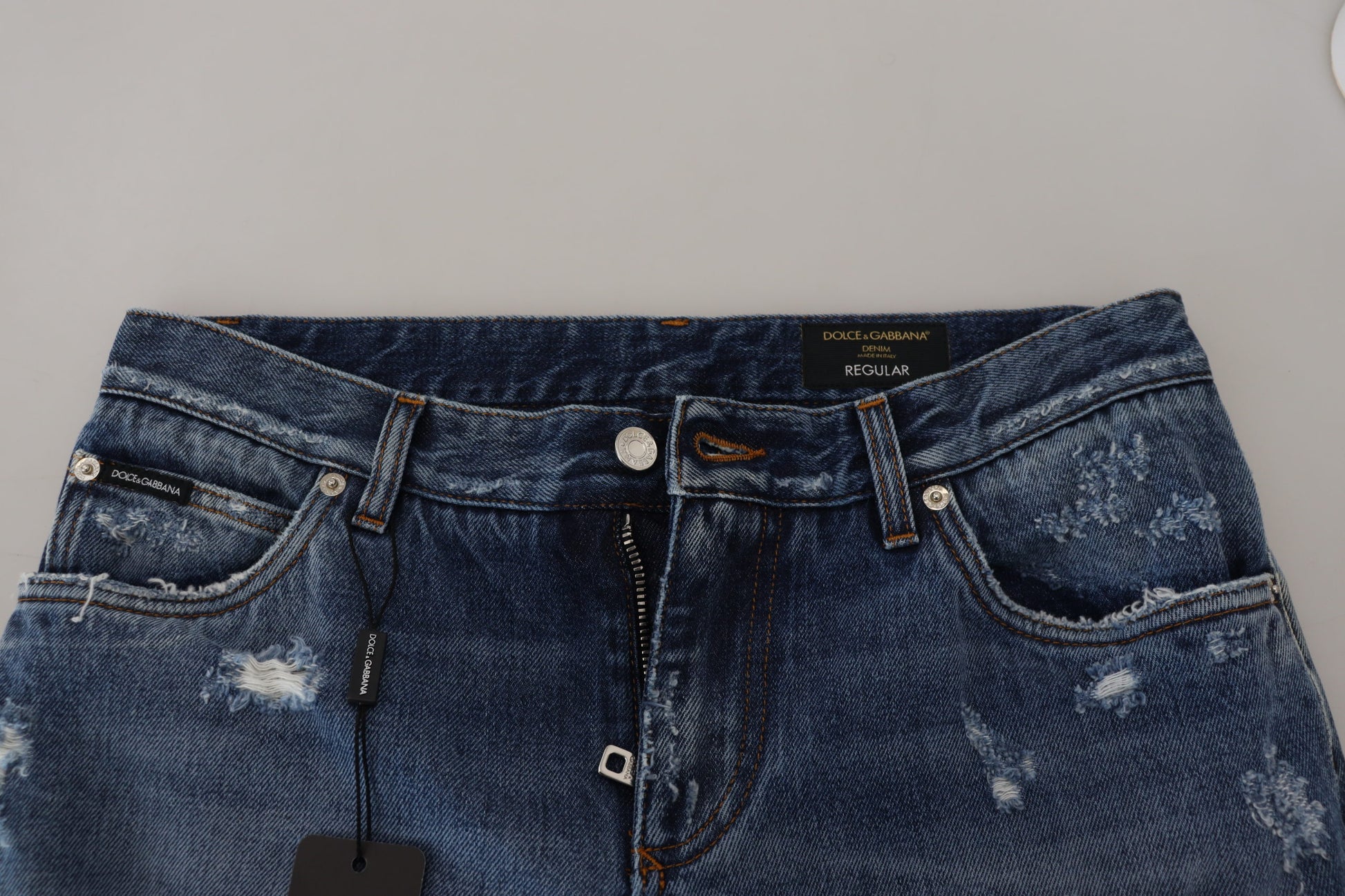 Blue Cotton Tattered Men Denim Jeans