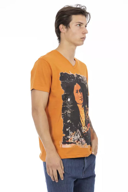 Orange Cotton Men's V-Neck T-Shirt