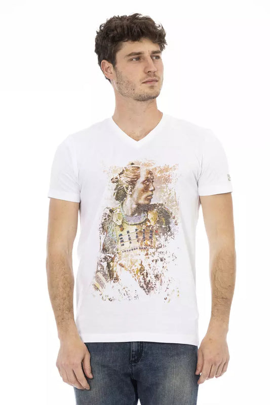 White Cotton Men's V-Neck T-Shirt