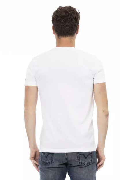 White Cotton Men's V-Neck T-Shirt