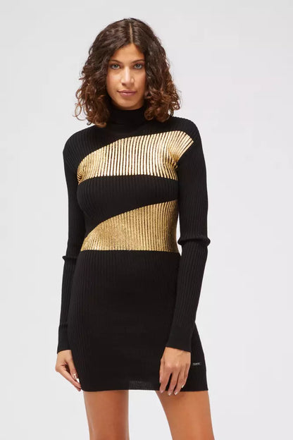 Black Viscose Women's Knitted Dress