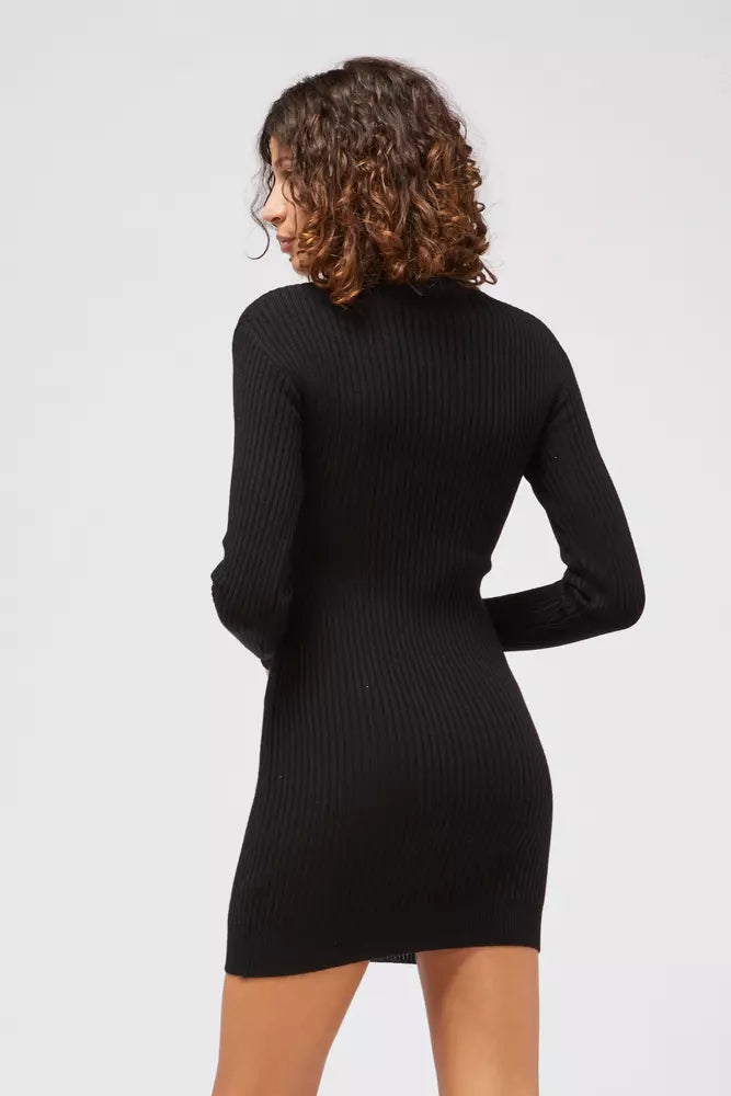 Black Viscose Women's Knitted Dress