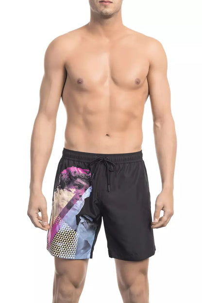 Black Polyester Men's Swim Short