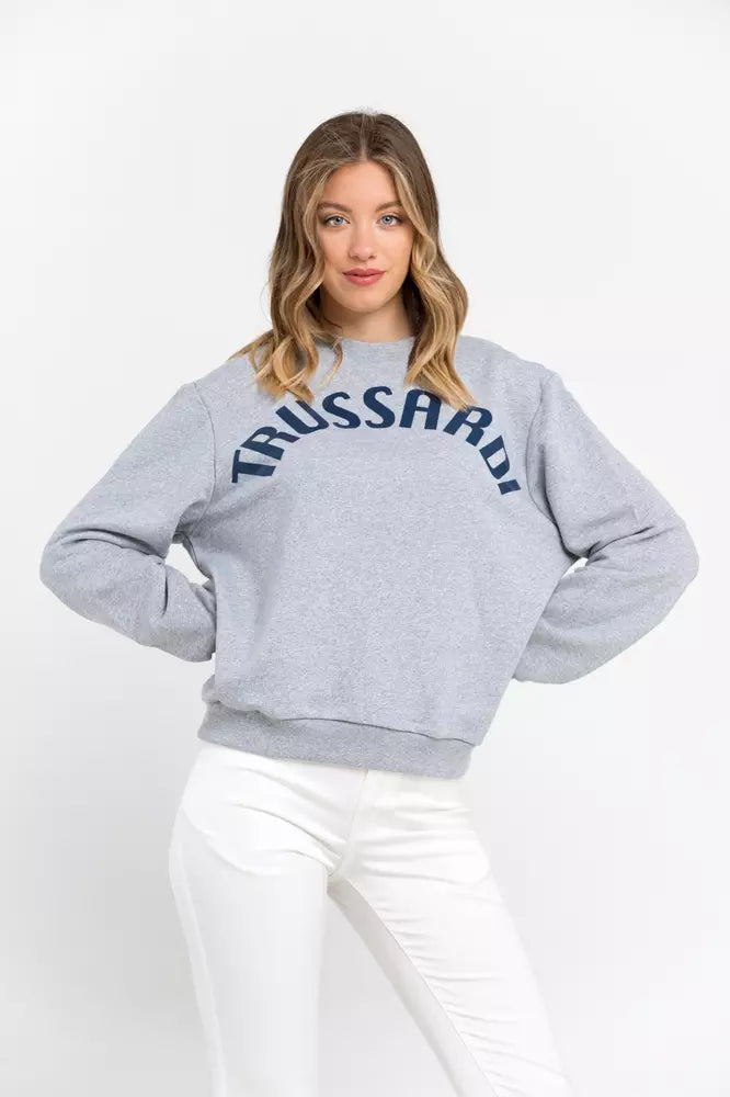 Gray Cotton Women Sweatshirt