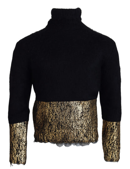 Black Gold Turtleneck Mohair Pullover Mens Sweater
