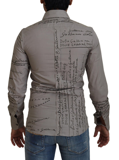 Gray Printed Cotton Slim Dress GOLD Shirt