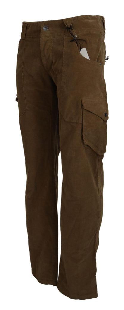 Brown Cotton Corduroy Cargo Pants