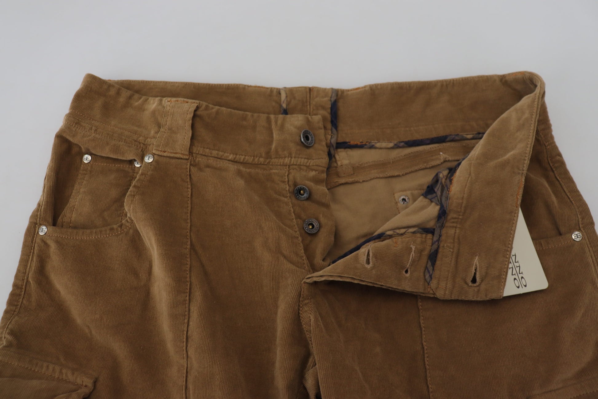 Brown Cotton Corduroy Cargo Pants