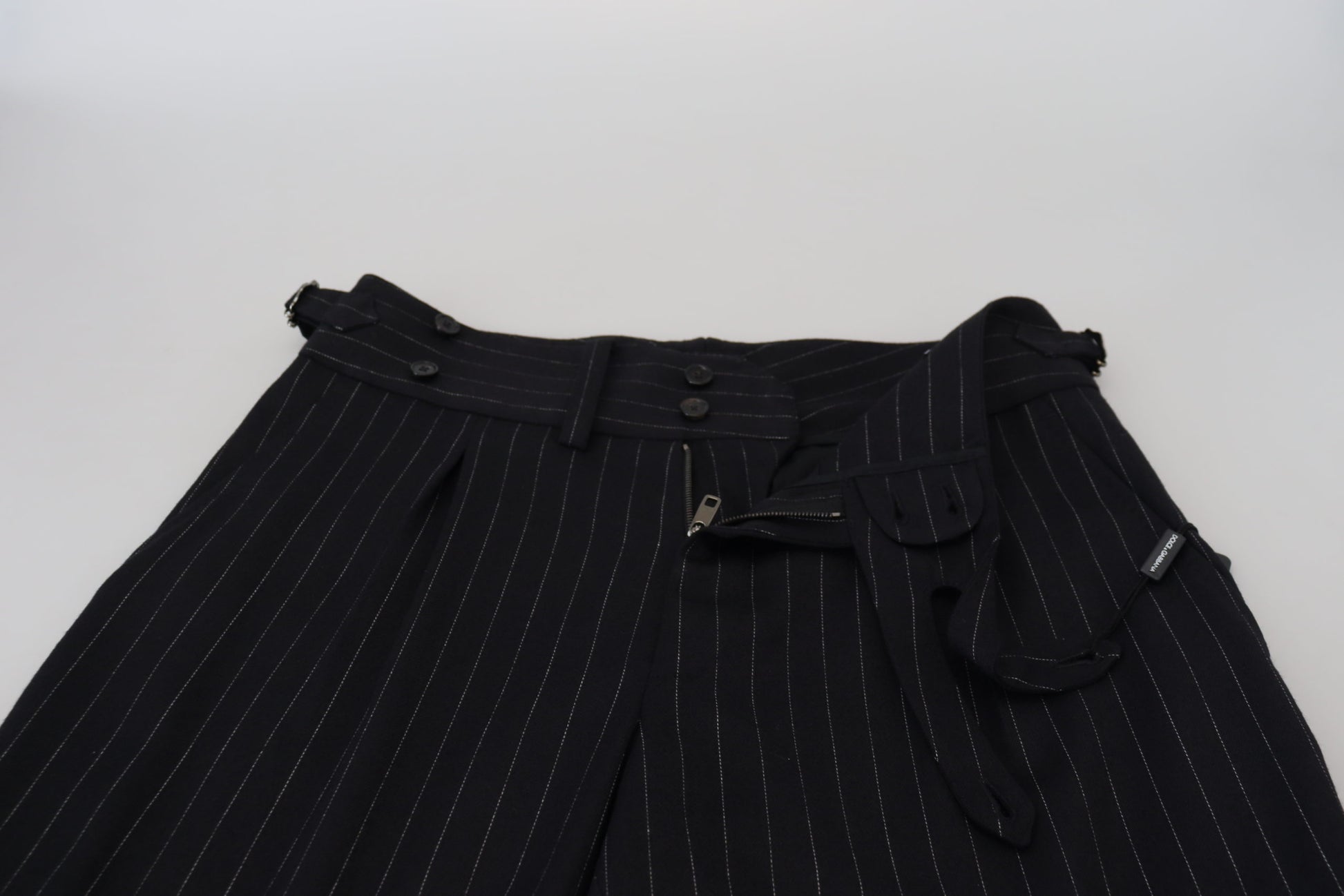 Black Wool Striped Chino Pants