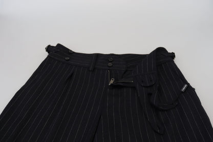 Black Wool Striped Chino Pants