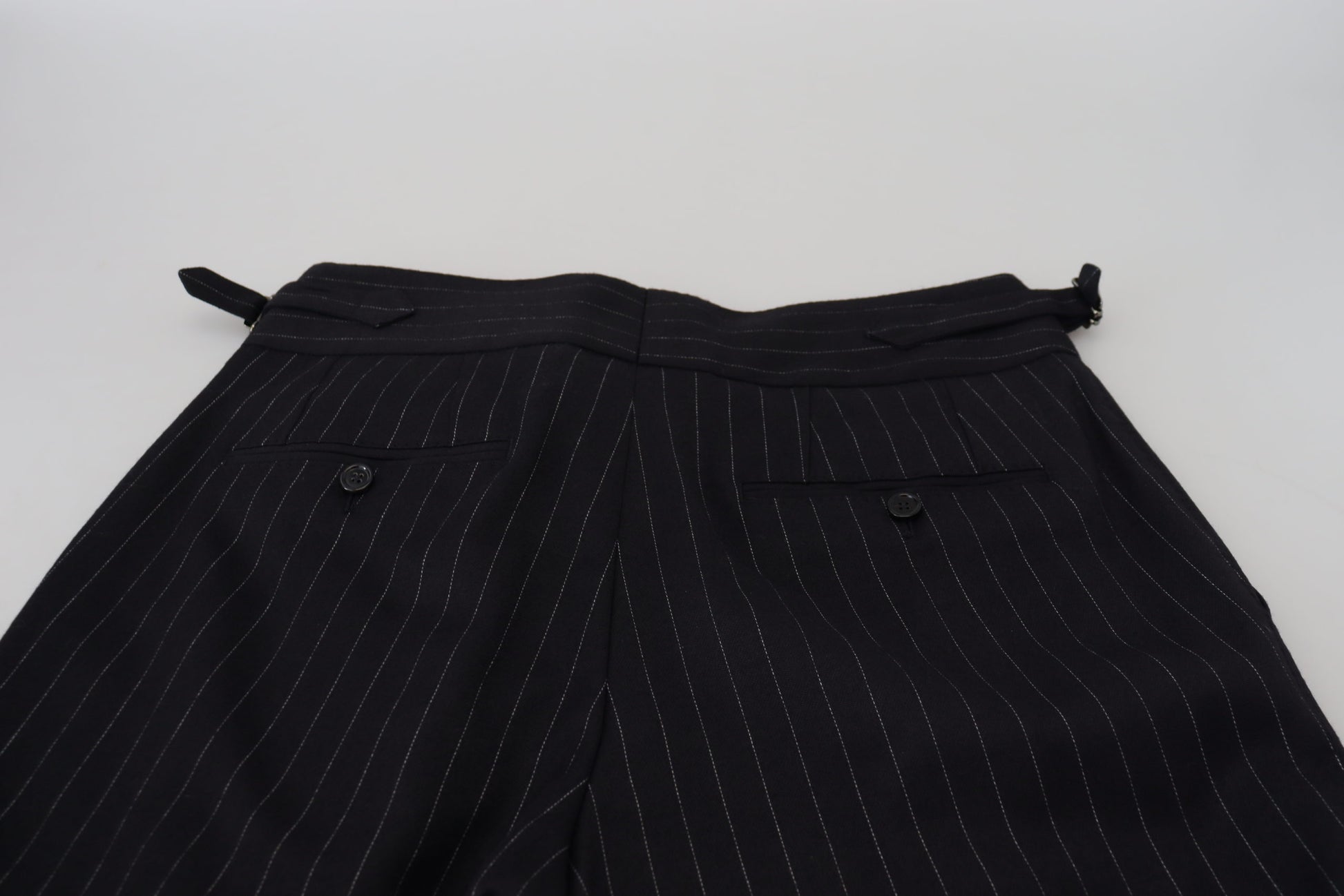 Black Wool Striped Chino Pants